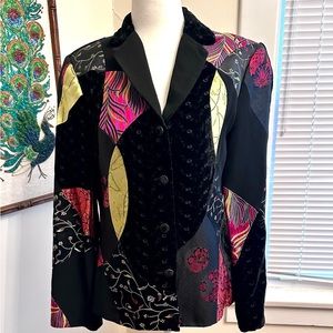 Marcela Patchwork Velvet Blazer size 10 Satin Lined
